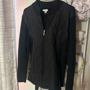 Black Quilted Zip-Up Jacket